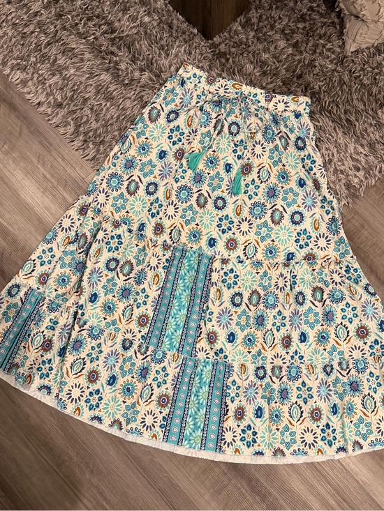 SHEIN Dresses & Skirts - SHEIN Turquoise Floral Tiered Maxi Skirt